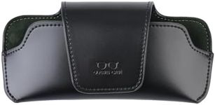 URIZZD Sunglass Holder for Car Visor, Car Sunglasses Holder Leather, Eyeglasses Holder Glasses Storage Case Visor Accessories (Black)