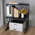 aboxoo Printer Stand for Desk, Desktop Printer Shelf Large Printer Stands 3 Tiers Multi-Purpose Desk Office Organization Shelves for Home Office Printer Fax Book, Black