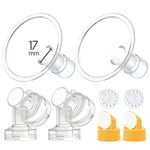 Maymom 17 mm 2X Two-Piece Breastshield, 2X Base Connector w/Valve and Membrane Compatible with Medela Breast Pumps; Small Shield (17mm)