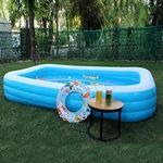 LEYSIN Full-Sized Family Lounge Pool for Kids & Adults Indoor Outdoor Inflatable Blow Up Swimming Pool Water Pool Bath Tub with Air Pump for Backyard Garden Pack of 1 (10 Feet Swimming Tub)