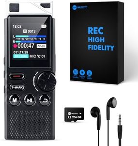 264GB High Capacity Digital Voice Recorder, Voice Activated Recorder for Lectures Meetings, Up to18000 Hours, MP3 Player, Voice Recorder with Playback