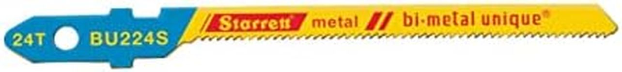 Starrett Metal Cutting Jigsaw Blades - 5 Pack BU224S Unified Shank 24 Teeth Per Inch Bi-Metal Unique Saw Blade Set for Scroll Cuts - Compatible With Bosch Dewalt Hitachi Festool Milwaukee