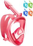 NARUTOO Snorkel Mask for Kids, 180 ° Panoramic View Free Breathing Full Face Snorkeling Mask Anti-Fog and Anti-Leak Suitable for Children Aged 4-15 (Pink)