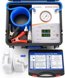 ANCEL BR2000 Elite One Person Brake Bleeder Kit - 4-Wheel Simultaneous Smart Pulse Fluid Exchanger for ABS Systems, Portable 12V Powered, Includes 12 Adapters & 6.5L Bottles