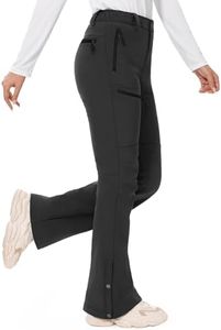 Hiauspor Womens-Snow-Ski-Pants-Fleece-Lined-Water-Resistant Insulated Thermal Flare Warm for Snowboard Winter Hiking(Dark Grey, 14, 29")