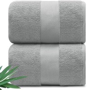 Alusa Home Ultra Soft & Plush Viscose from Bamboo Bath Sheets - 700 GSM Pack of 2 - Extra Large 70x35 in - Super Absorbent & Quick Drying (Pewter Grey)