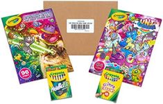 Crayola Uni-Creatures & Cosmic Cats Coloring Book Set - 2 Pack (96pgs), Animal Sticker Sheet, Metallic Crayons & Glitter Crayons