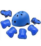 Kids Adjustable Sport Helmet and Knee Pads Set 7 in 1, Kids Adjustable Sport Helmet with Kids Knee Pads Elbow Pads Wrist Guards for Scooter Skateboard Roller Skating Cycling BLUE