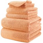 POLYTE Oversize, 60 x 30 in., Quick Dry Lint Free Microfiber Bath Towel Set, 6 Piece (Orange)