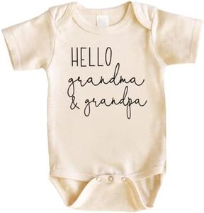 Bump and Beyond Designs Pregnancy Announcement Newborn, Grandparents (0-3 Months, Oatmeal)