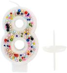 Birthday Candles, Pearl Sequin Number Candle Party Supplies (number-8)