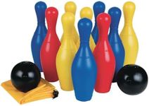 S&S Worldwide Big 10 Indoor & Outdoor Plastic Bowling Pin Set with 10 Pins, 2 Balls and Storage Bag