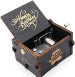 Eitheo Wooden Antique Carved Hand Crank Happy Birthday Black Music Box | Happy Birthday Gift Kids Musical Toy