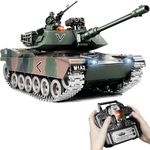 Supdex RC Tank 1:18 Metal M1A2 Abrams, Remote Control Tank, Military Model Toy, 2.4Ghz RC Model with BB, Smoke, Sound, Lights, Tactical Battle Gift for Kids and Adults