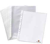 TULMAN 100Pcs Transparent A4 Size Document Sleeves 150 Micron Thickness Leaf Waterproof Clear Sheet Protector 11 Holes Punched Ring Files