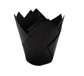 APOLLINE INDIA® 50pcs Tulip Cupcake Liner Baking Cups Black Standard Colour Medium Size for Festivals Christmas Diwali Parties