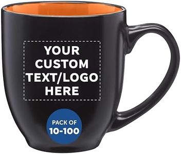 Custom Bistro Coffee Mugs 16 oz. Set of 100, Personalized Bulk Pack - Great for Tea, Cocoa, Diner, Travel mugs - Orange