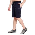 John Ally Athletic Sports Cargo Shorts for Men with Zip Pockets and Elastic Waistband Quick Dry Lightweight Activewear.(Midnight Blue - XL)