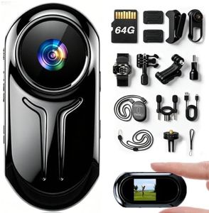 JYSECURE Upgraded 1080P Mini Body Cameras with Audio and Video Recording, POV Camera, Thumb Size Sport Action Camera, Hand Free Camcorder for Cycling,Travel,Pet,Vlogging (Jet Gray)