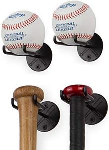 Wallniture Sporta Baseball Holder, Display Stand for Baseball Bat, Ball Storage for Wall, Baseball Bat Holder Set of 4 Black