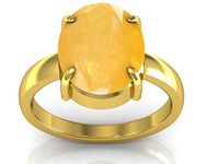 S KUMAR GEMS & JEWELS Certified Original Yellow Sapphire (Pukhraj/pookhraj/pokhraj) Gemstone 7.25 Ratti or 6.50 Ct Panchdhatu Ring for Astrology