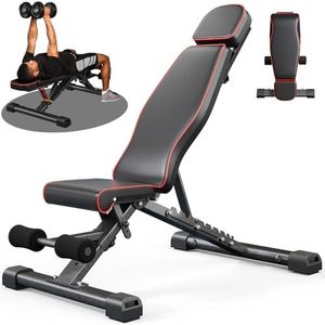 YOLEO 880LB Adjustable Weight Bench, Foldable Bench Press Stand, Extended Head, 90 Degree Workout Bench, 6'56'' User Height