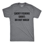 Mens Lucky Fishing Shirt Do Not Wash Tshirt Funny Fisherman Angler Graphic Tee Mens Funny T Shirts Dad Joke T Shirt for Men Funny Fishing T Shirt Novelty Dark Grey XXL