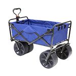 Mac Sports Heavy Duty Collapsible Folding All Terrain Utility Wagon Beach Cart, Blue