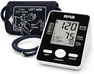 RA8 Automatic Arm Blood Pressure Monitor, Clinically Validated Blood Pressure Machine with Large LCD Display, 2-User Memory 150 Readings, Irregular Heartbeat Detection, Adjustable Arm Cuff