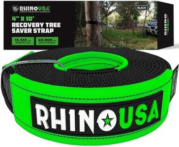 Rhino USA Recovery Tow Strap Lab Tested Premium Draw String Bag Included, Triple Reinforced Loop Straps to Ensure Peace of Mind - Emergency Off Road Towing Rope (10' x 4" Strap)