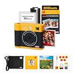 KODAK Mini Shot 4 ERA 4PASS 2-in-1 Instant Camera and Photo Printer (4x4) (Camera + 68 Sheets (8 Initial Sheets + 60 Sheets Pack) + Gift Accessories, Yellow)