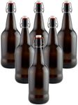 FastRack 1000ML Amber-6 Pack Swing Flip Top Bottles, 33oz