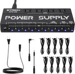 STRICH SPS-20 Guitar Pedal Power Supply, 10 Independent DC Output for 9V/12V/18V Guitar Bass Effect Pedals, 100mA 500mA Pedalboard Power Supply with Short Circuit Protection