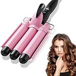 3 Barrels Hair Curler - Curling Iron Wand 25mm Mermaid Hair Waves with 2 Adjustable Temperature Control, Quick Heating Iron Curling Tongs for Long or Short Hair Styling