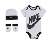 Nike Baby Bodysuit, Hat and Booties 3 Piece Set (White(MN0073-001)/Black, 6-12 Months)