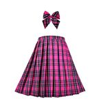 Sunny Fashion Girls Skirt Kids School Uniform Set Pink Tartan Pleated Hem Skirt 11-12 Years