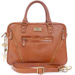 Catwalk Collection Handbags - Women's Leather Tote Shoulder Bag - Ladies A4 Laptop Work Bag - Briefcase With Cross Body Strap - SIENNA - Tan