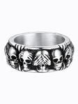 Gothic Ring Stainless Steel Vintage Skull Rings for Men Silver Skeleton Cocktail Party Biker Ring Size 10