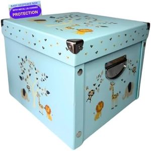 GroWings | Baby Keepsake Box, Baby Memory Box | Large Blue Keepsake Gifts Box for Newborn Baby Boy or Baby Girl | Strong, Durable & Collapsible Memory Storage Box