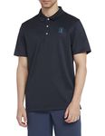 PGA Tour Men's Golf Shirt, Airflux Solid Mesh Polo, Breathable, Short Sleeve, Natural Stretch, Regular Fit, True Navy, S