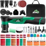 BATOCA S5 Cordless Mini Car Polisher Buffer Dual Action Rotary Polishing Machine 1/2/3 Inch Polishing Pads for Car Detailing,2 2.0A 12V Battery,6 Speeds 2000-5500RPM for Car Motorcycle Polish Buffing