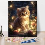 TUMOVO Paint by Numbers Kit for Adults Kitten, Adult Paint by Number Kits on Canvas Cute Cat, Paint by Numbers with Brushes Animals, Acrylic DIY Painting by Numbers 16"x20"(Frameless)