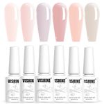 Vishine Jelly Nude Gel Nail Polish Set of 6 Colors Transparent Pink Nude Skin Color Gel Polish Kit UV LED Soak Off Nail Polish Home DIY Manicure Nail Salon Varnish 8ml