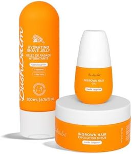 Bushbalm Shaving and Ingrown Hair 3 Step Routine – Reduce Razor Bumps & Hydrate – Shave Jelly, Ingrown Hair Oil and Exfoliating Scrub – Vanilla Tangerine