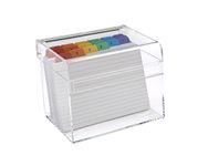 OSCO Clear Acrylic Index Box | Regular | A to Z Divider Tabs | 100 Lined Note Cards Included (6" X 4") | Ruled Revision Flash Cards | Recipe Notes | Office Contacts Filing | Fits A6 Cards