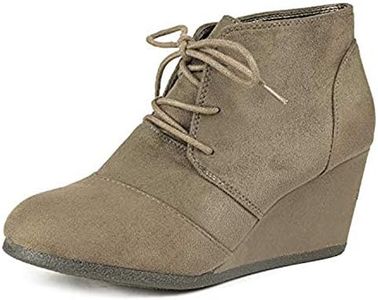 DREAM PAIRS TOMSON Women's Casual Fashion Outdoor Lace Up Low Wedge Heel Booties Shoes taupe 9.5 B(M) US
