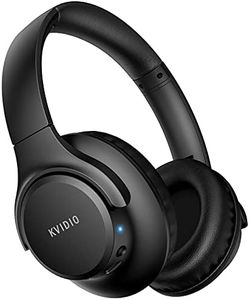 KVIDIO [Updated Bluetooth Headphones Over Ear, 65 Hours Playtime Wireless Headphones with Microphone,Foldable Lightweight Headset with Deep Bass,HiFi Stereo Sound for Travel Work Cellphone