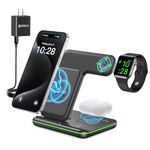 WAITIEE Wireless Charger 3 in 1, 15W Fast Charging Station for Apple Watch Charger Wireless Charging Station, for AirPods 4/3/2/Pro, for iPhone 16/15/14/13 /Plus/Pro/Pro Max/12/11(Black)