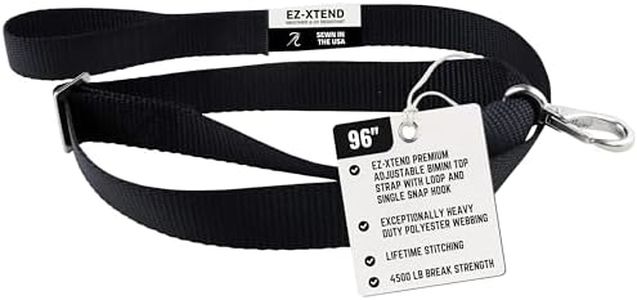 EZ-Xtend Premium Adjustable Bimini Top Strap with Loop and Single Snap Hook Stainless Steel Boat Bimini Top Hardware, Pontoon Boat Accessories Canopy Replacement Straps (Package of 1, Black 59"- 106")