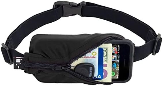 SPIbelt Original Pocket Running Belt for Women Men, No Logo Band, Phone Holder for Running, Running Fanny Pack, Holder for Phone,Running Waist Pack,Pouch Expands, Adjustable, Black/Black Zipper